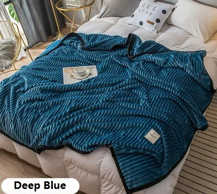 Мягкое розово-желтое Полосатое одеяло на диване для путешествий/кровати/автомобиля декоративные портативные пледы кондиционер покрывало - Цвет: Deep Blue