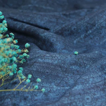 

High-end Tencel Linen Cotton fabric Geometric printing Series tissu New style clothing in autumn and winter tissus