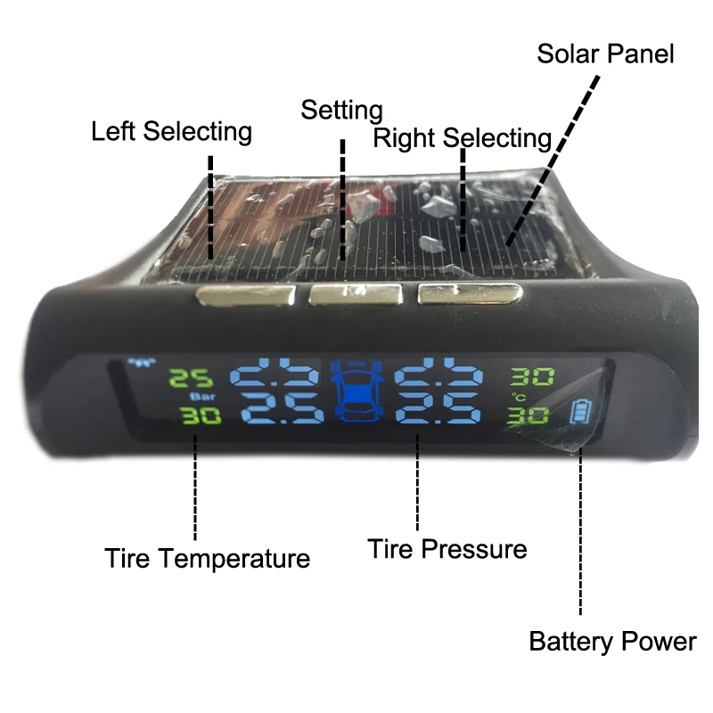 Солнечная автомобильная система контроля давления в шинах TPMS+ 4 внешних датчика цветной дисплей Авто Infineon чип система s автомобиль Универсальный TPMS