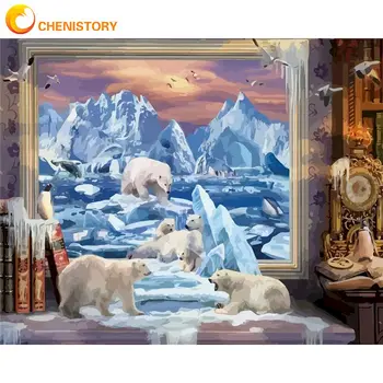 

CHENISTORY Glacier Polar Bear Animal Oil Painting By Numbers Kits HandPainted Acrylic Paint Canvas Home Decoration Wall Artcraft
