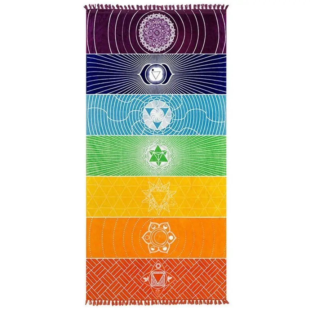 Yoga Радужная чакра гобелен медитация Йога ковры Полотенца Мехико чакры кисточкой Полосатый напольный коврик напольные коврики - Цвет: Yoga