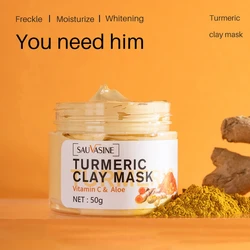50g Turmeric Face Clay Mask Purifying Deep Cleansing Brightening Organic Ginger Yellow Bentonite Skin Care Facial Mud Mask