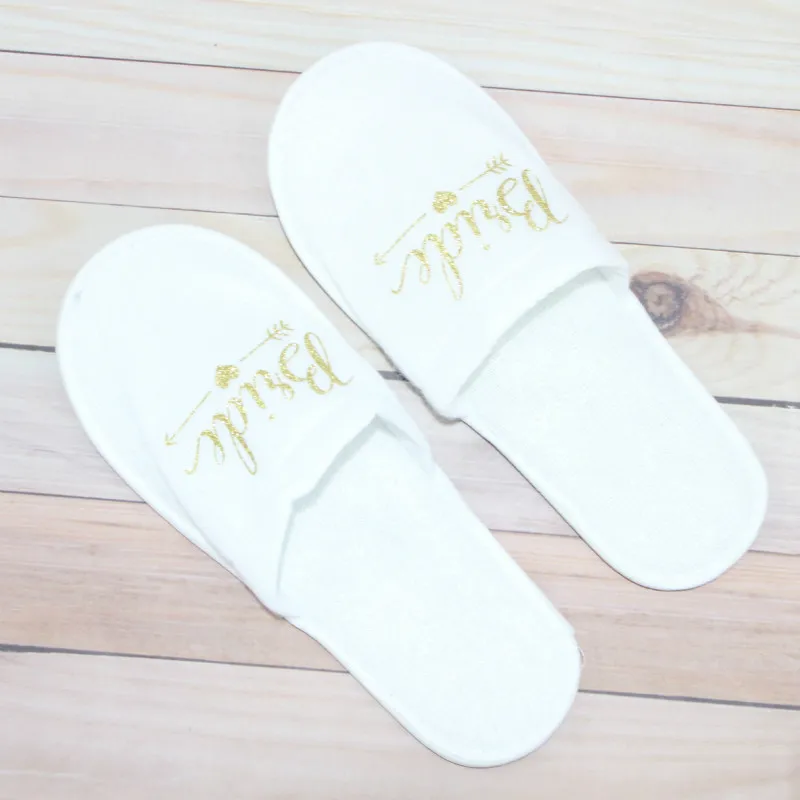 Bride gold Одноразовые, с надписью "Bride To Be" невесты тапочки девичник вечерние надпись «Bride Tribe» Свадебный Душ Спа курица вечерние Свадебные украшения - Цвет: Bride gold