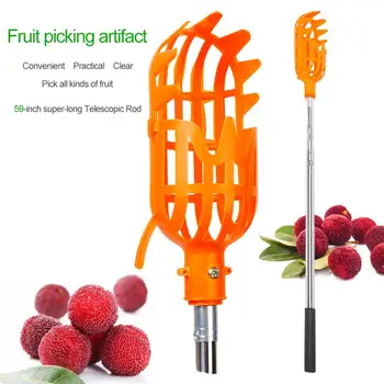 

1.5M Nonslip Fruits Picker V-shaped Card Slot Portable Fruits Catcher Harvester With Detachable Pole For Peach Mango Jujube