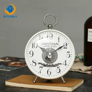 

New European Student Style Bedside Mute Alarm Clock Retro Large Clock Face Fashion Personality Creative Metal Round Alarm Clock