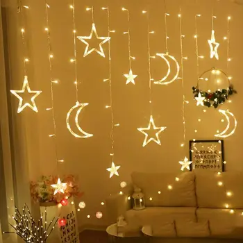 

Moon Star LED Curtain Lamp Fairy String Neon Light Xmas Festival Wedding Bedroom Home Decor Holiday Lights 220v Fairy Light