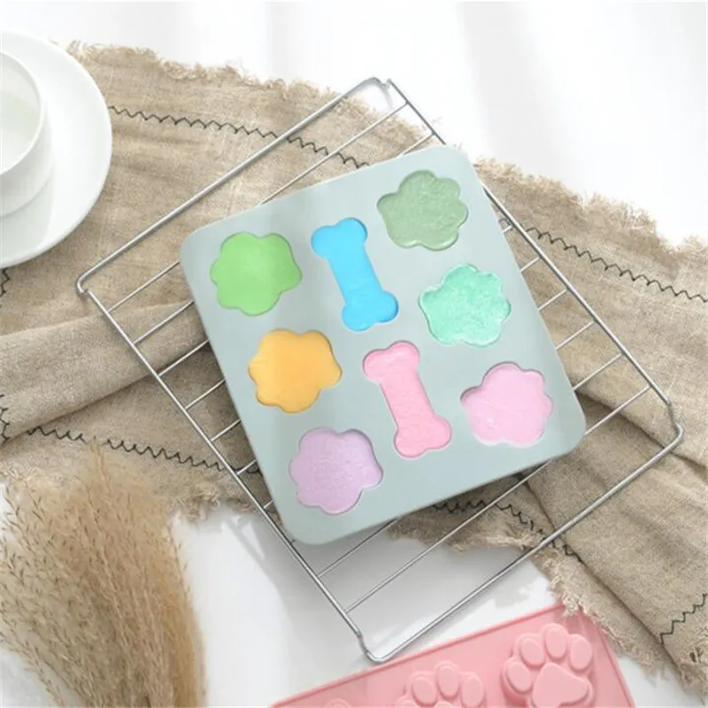 6 формы силиконовые формы для мыла 3d кошачья ножка/кость мыло форма для мыла безопасная ручная работа Ремесло Цветы Ванная Кухня формы для мыла