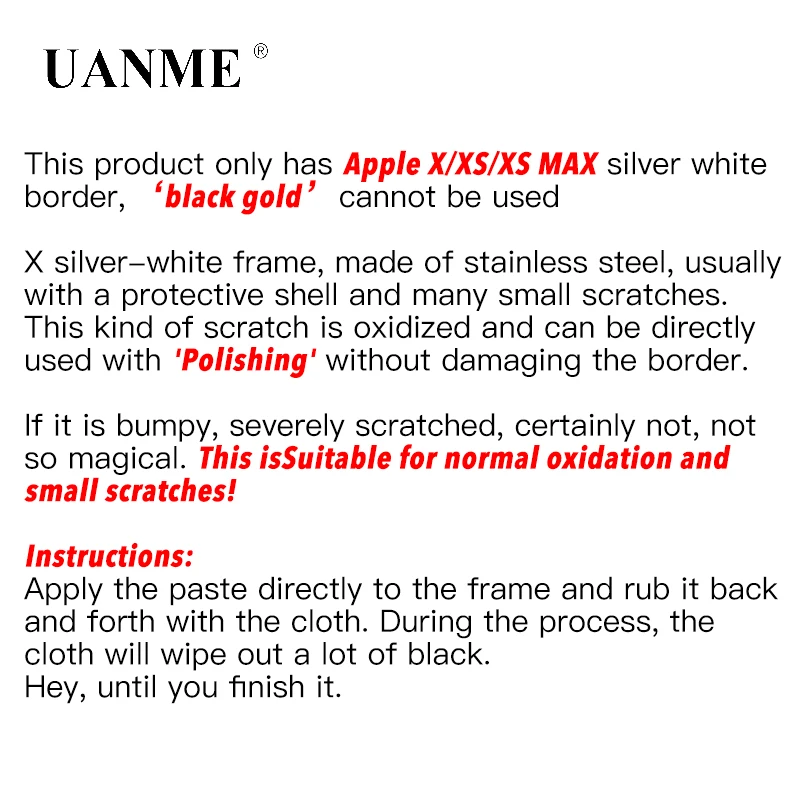 10g Polishing paste for the frame of cell phone Removing scratches for iphone X Xs maX