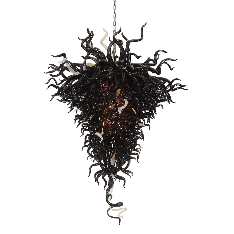 

Luxury Black Chandelier Large Indoor Lighting LED Light Blown Glass Hanging Lamp Murano Chandeliers Home Hotel Lustre