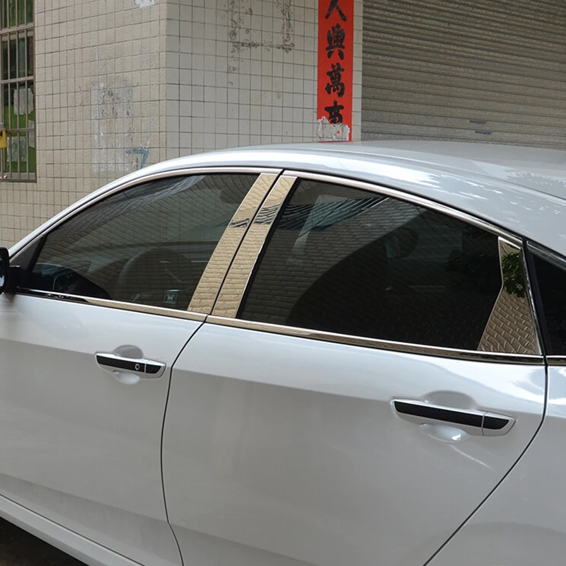 For-Honda-Civic-10th-2016-2017-2018-Stainless-steel-Window-Pillar-Molding-Garnish-Accent-Cover-Trim (1)