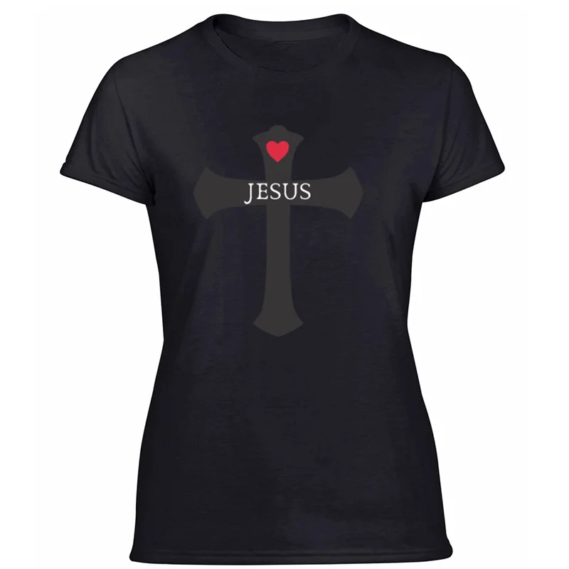 Women-Black Модная популярная футболка i love jesus saves religion god love, Мужская Однотонная футболка из натурального хлопка в стиле хип-хоп - Цвет: Women-Black