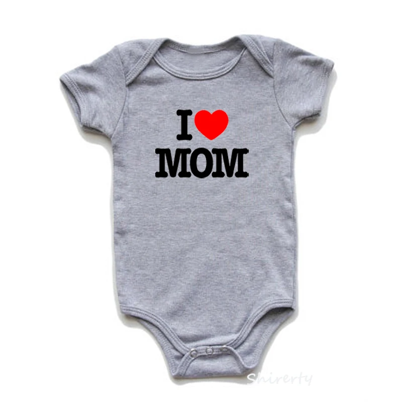 I Love Mom I love mom/DAD/комбинезон с принтом для маленьких мальчиков и девочек, комбинезон, одежда, рубашка, хлопковая летняя одежда для малышей - Цвет: I Love Mom