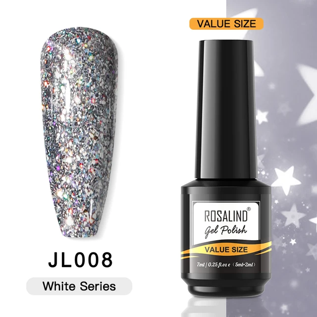 ROSALIND Gel Nail Polish Glitter Gel For Manicure Art Semi Permanent Hybrid Varnish Need UV LED Base Top Coat Nail Polish RAI-JL008