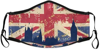 

Union Jack Flag British UK Great Britain Face Mask Washable Anti Dust Mask with 4PCS 5Layers Filters for Bicycle, Cycling,Sports