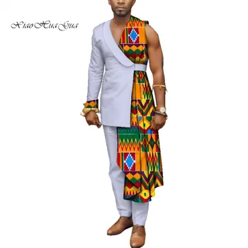 

Clearance Sale M Size Men African Clothes One-Shoulder Top and Pants Cotton 2 Pieces Pants Sets African Clothing WYN497-XH