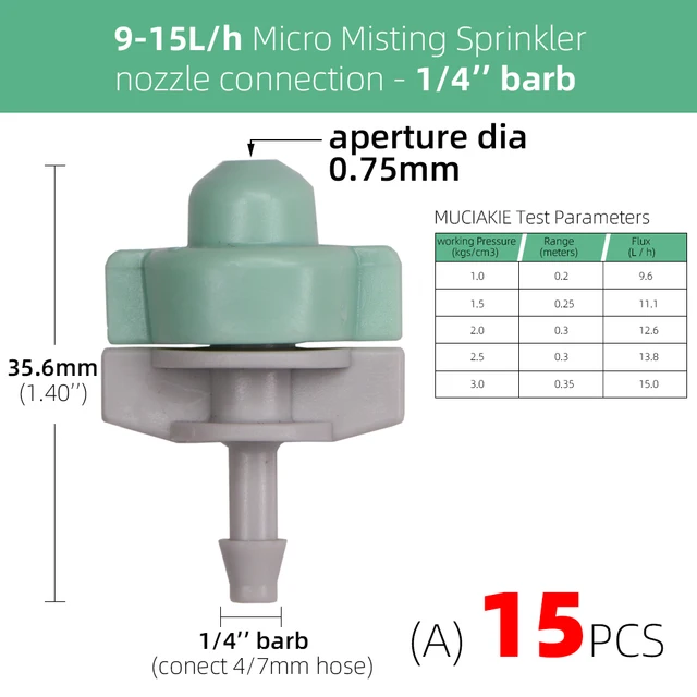 Rbcfhi 15Db 9-15L/H Mája Flozmok Kerti Öntözés Finom Spray-Sprinklerek Hűtőrendszer Mikro-Sugárhajtású 0,2–0,35 M Spray-Távolság - Image 4