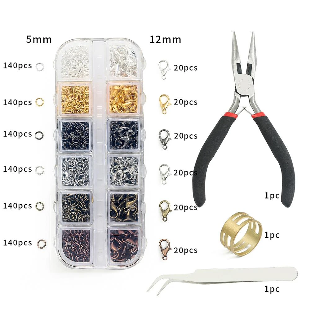 Advertencia los Anguila Conjunto de herramientas de joyería, Kit de materiales para hacer  pendientes y collares, anillo abierto, cierre de langosta, alicates de  joyería, anillo de cobre|Fabricación de joyas kits| - AliExpress