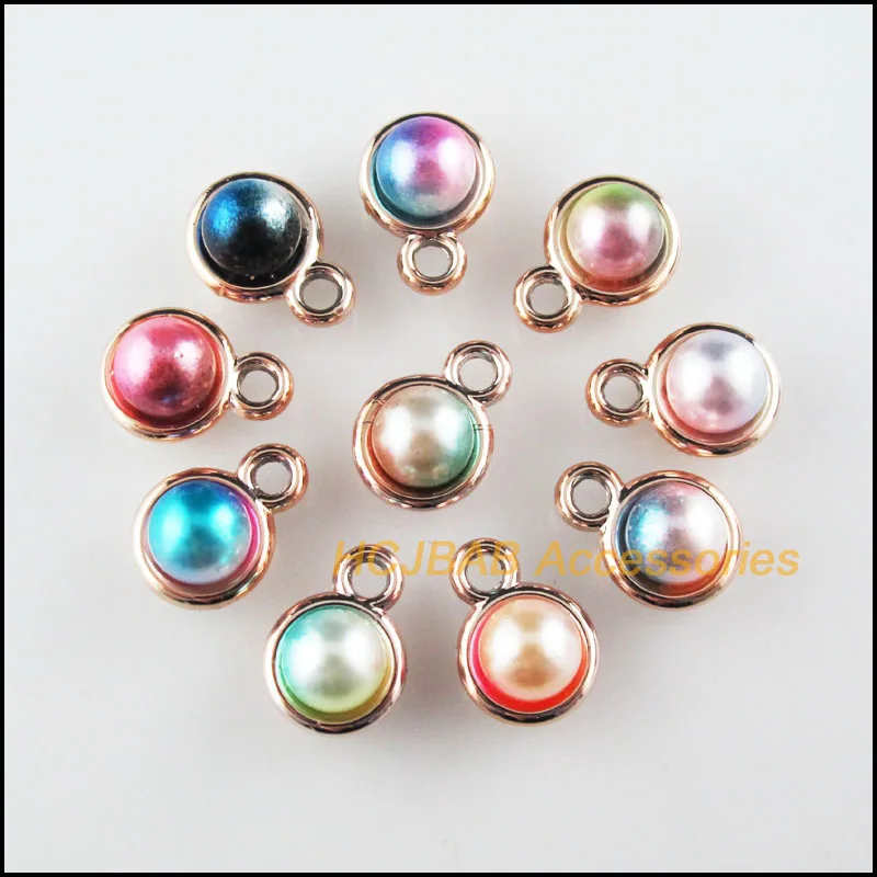 

30 New Round Charms Colored Acrylic KC Gold Plated Smooth Pendants 11x15mm
