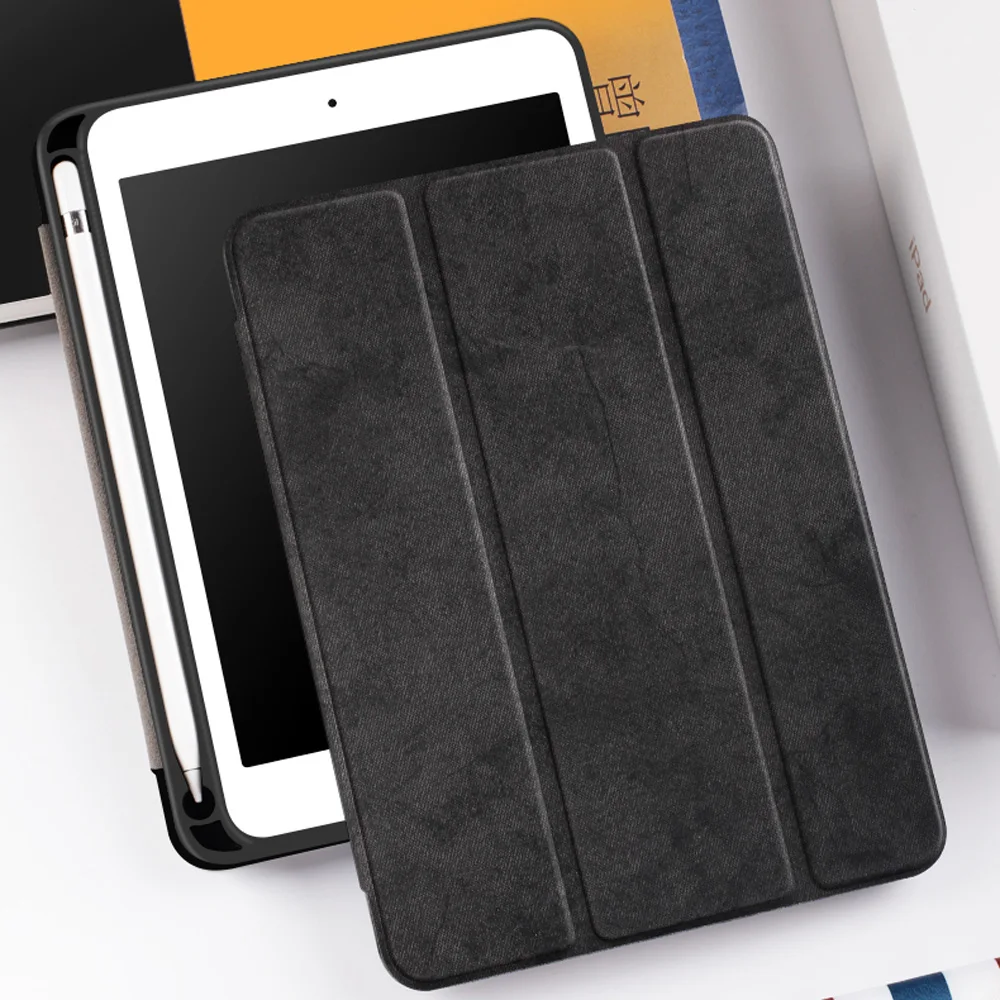 Чехол с держателем для карандашей для iPad 9,7 дюйма( Новинка), ZVRUA тонкий трехскладной PU кожаный смарт-чехол просыпается