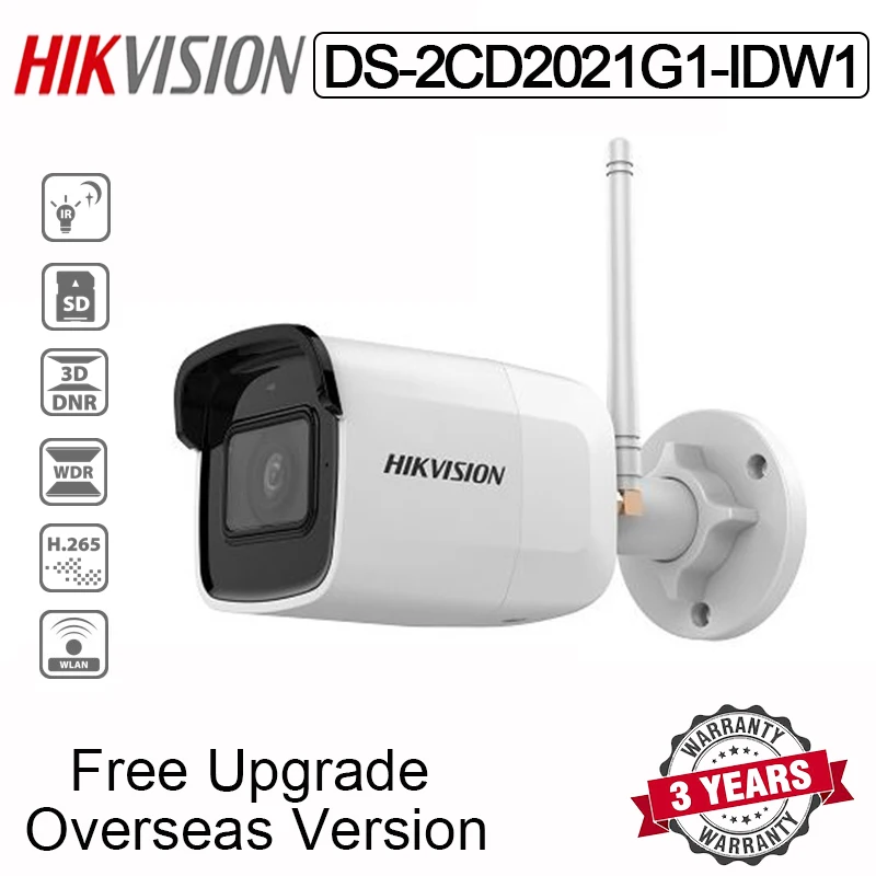 Original Hikvision 2MP DS-2CD2021G1-IDW1 WIFI Network Camera Wireless IR 30M With SD card slot H.265+ Waterproof Outdoor Bullet IP Camera