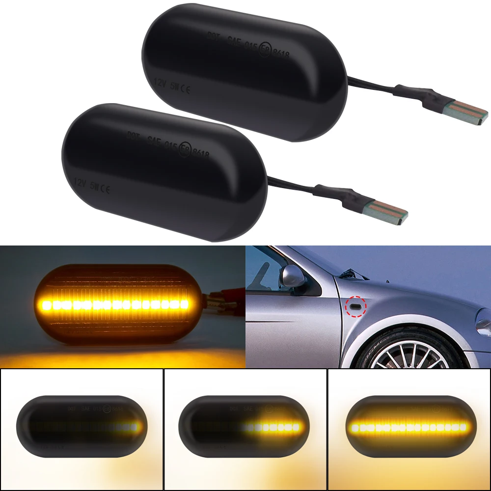 

2pcs Yellow Flowing Marker Light LED Fender Turn Signal Light For Renault Clio Espace Kangoo Laguna Megane Scenic Twingo Master