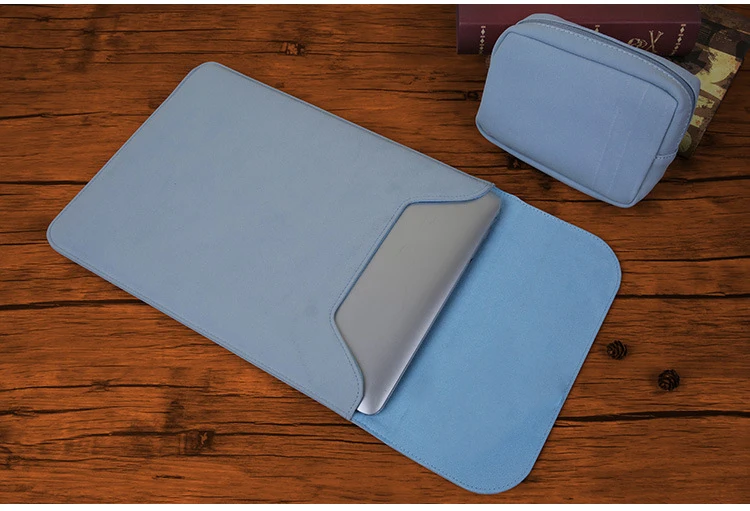 Matte blue sets Водонепроницаемая сумка для ноутбука из искусственной кожи с сумкой для хранения Macbook Air 13 Touch ID Pro 16 чехол 11 12 15 чехол - Цвет: Matte blue sets