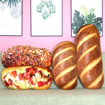 

Creative Imitation 3D Bread Pillow Snack Pillow Butter Ham Sesame Bread Plush Toy Rainbow Doll