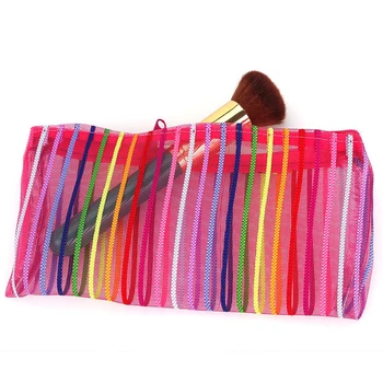 

Transparent Dustproof Portable Fashion Zipper Closure Storage Colorful Lines Lipsticks Travel Toothbrush Cosmetic Bag