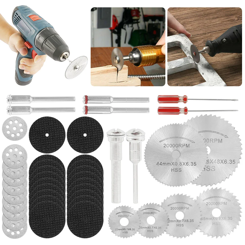 

36pcs HSS Circular Saw Blade Set Wood Cutting Dics Resin Cut-Off Wheels Diamond Rotary Tool Accessories for Dremel Wood Plastic