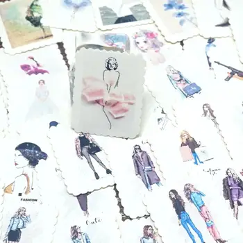 

42PCS Fashion Girl Stickers Book Students Label Decorative Diary Stickers Kids Children Gift Paper Stickers School Supplies