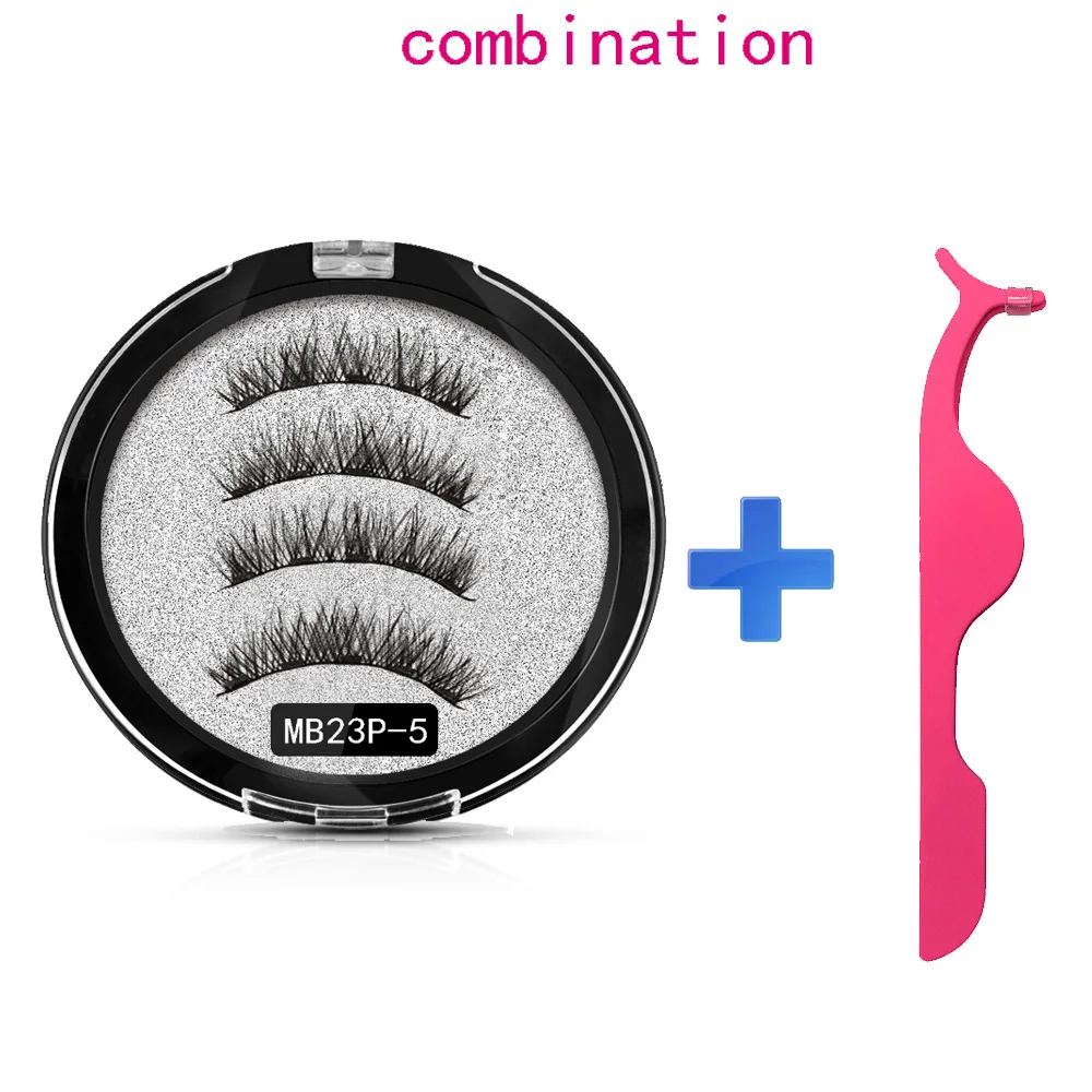 MB 5 Magnetic eyelashes Eye Shadow with handmade 3D/6D faux cils magnetique False magnet Mink lashes+ tweezers+Eye Shadow - Цвет: MB23P-5-CR