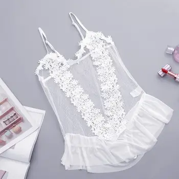 

Sexy Lingerie Women Lace ruffled Backless Siamese Lingerie Sleepwear Underwear lenseria sexy mujer кружевные трусики W@