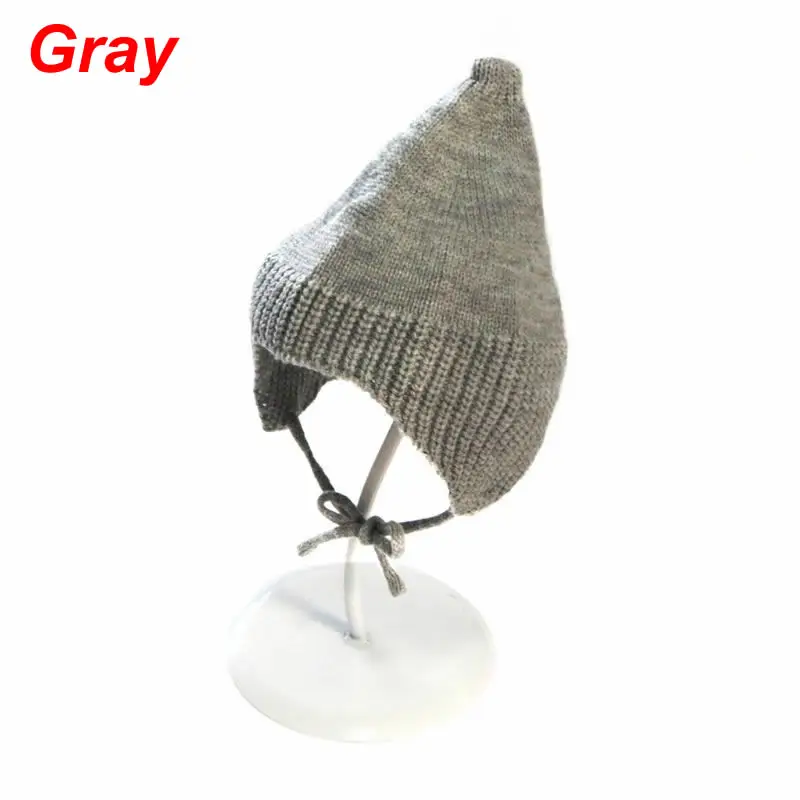 Gray Детская шапка для малышей; зимняя теплая шапка; Хлопковые вязаные шапки для новорожденных; шапочка для маленьких девочек; удобная тканевая детская шапочка - Цвет: Gray