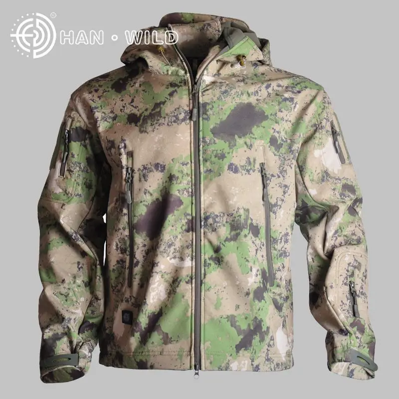 Тактические флисовые TAD куртки мужские в стиле милитари Униформа уличная спортивная охотничья охота одежда водонепроницаемая ветрозащитная куртка или брюки - Цвет: Green Camouflage