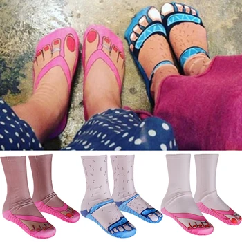 

Novelty Fun Socks 3D Pattern Soft Crew Socks Unisex Fancy Dress Funky Slippers Flip Flops Socks Gift