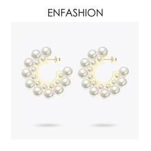 Enfashion серьги-кольца с жемчугом для женщин, круглые серьги золотого цвета, серьги с большими кругами, модные ювелирные изделия, серьги Aros EB1094
