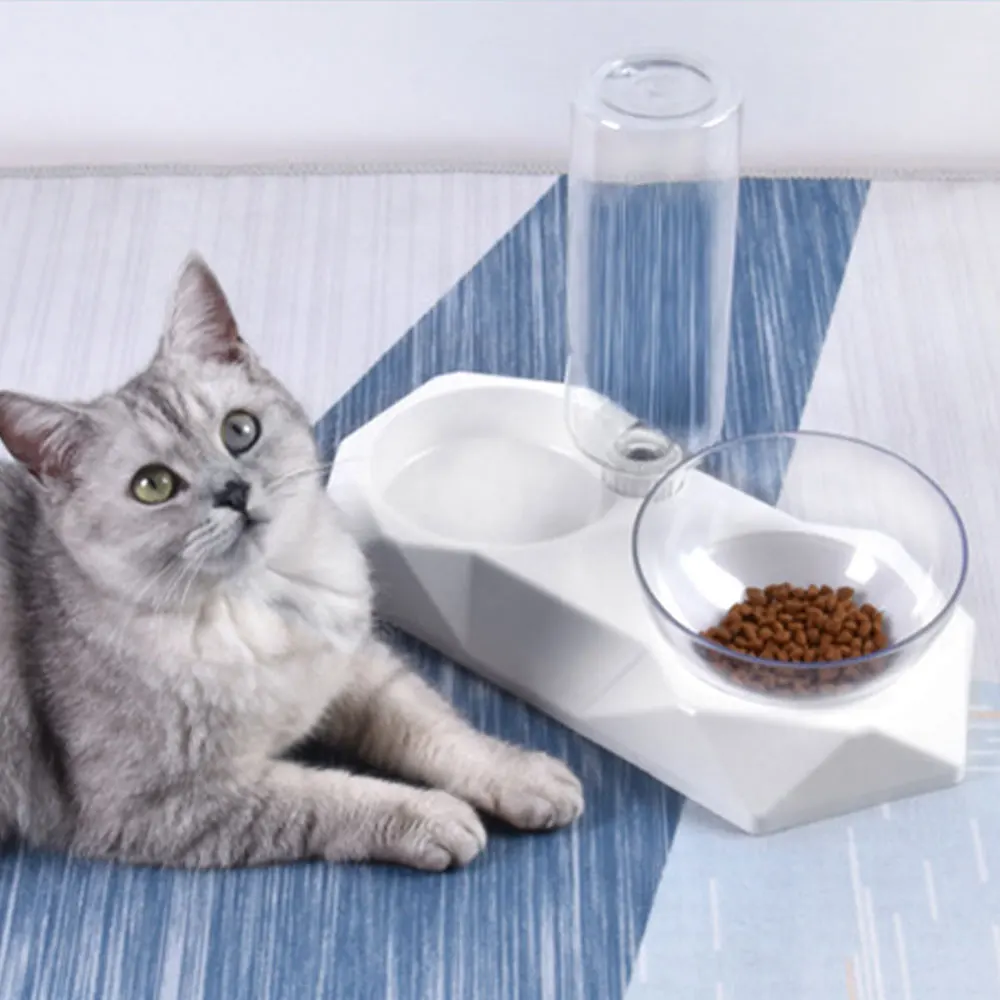 

Portable Pet Bowl Automatic Water Dispenser Antiskid Double Drinking Feeding Bowl Cat Water Bowl Water Bottle Feeding Tray