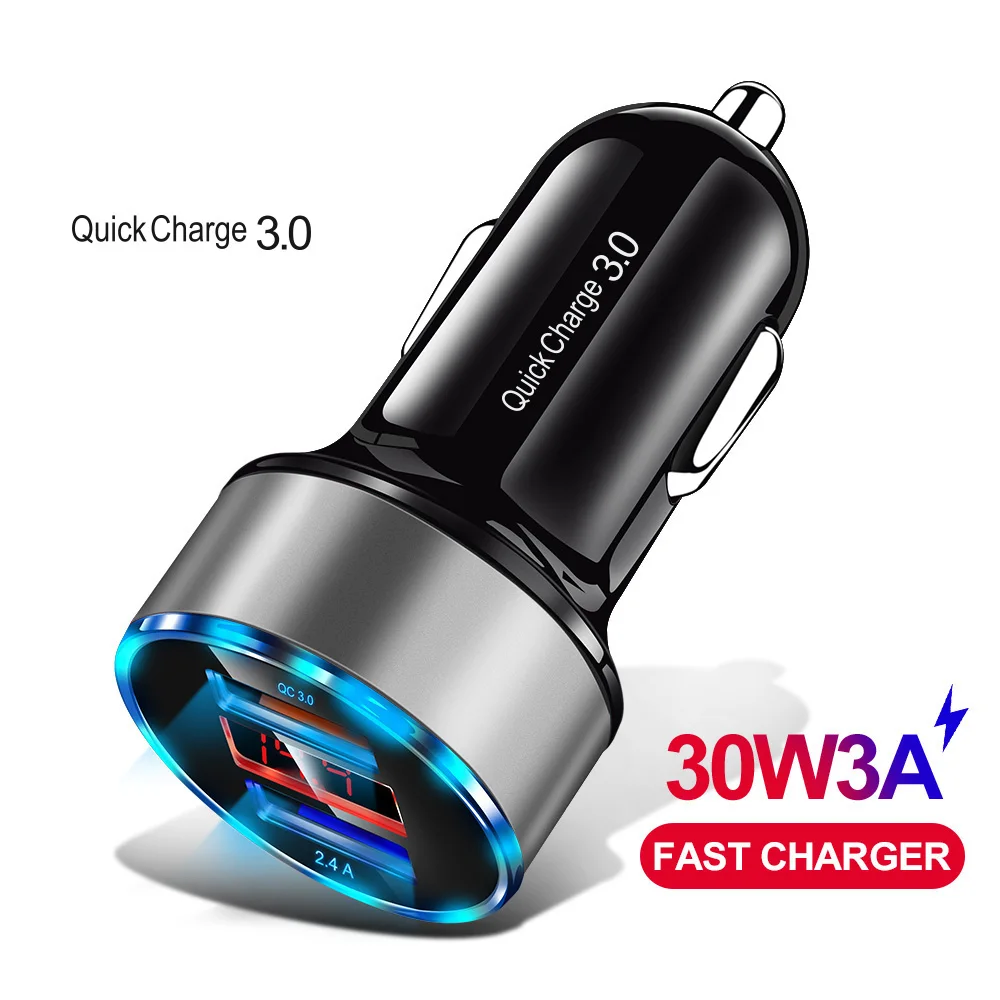 Автомобильное зарядное устройство OLAF QC 3,0 USB для samsung a50 S9 Quick Charge 3,0 30W 3A быстрая зарядка автомобильное зарядное устройство 2 usb-порта зарядное устройство для мобильного телефона s