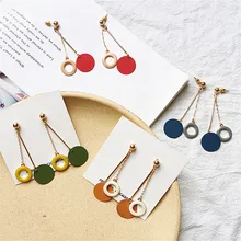 Женские серьги темперамент и красочные круглые большие серьги длинные серьги Ретро Геометрические круглые серьги с кисточками