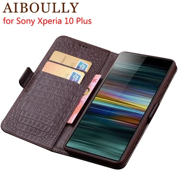 

Genuine Leather Flip Case For Sony Xperia 10 Plus Protective Phone Cover Leather Wallet Silicon Cases For Xperia Z5
