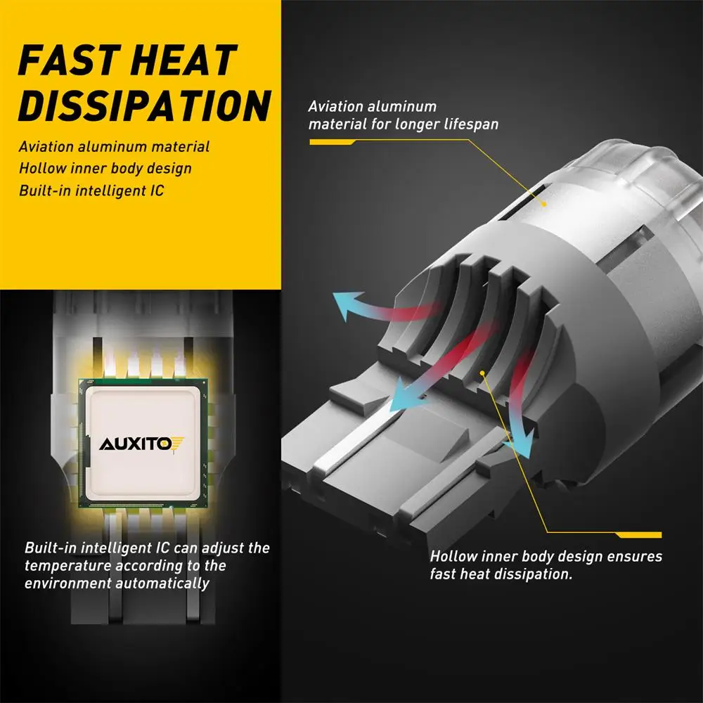 AUXITO LED 7440 7443 , ڵ 긱Ʈ  ü 극ũ   Ʈ, ڵ  , W21W W21/5W T20, 12V, 2 