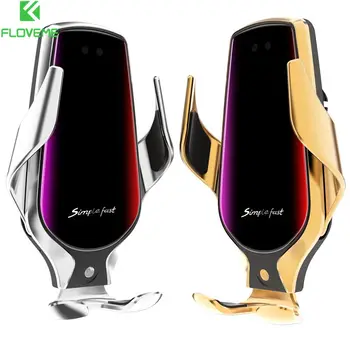 

FLOVEME Car Phone Holder Phone Holder Car Phone Stand Auto Clamp Smart Infrare Sensor R3 Wireless Charger Charging For iPhone 11