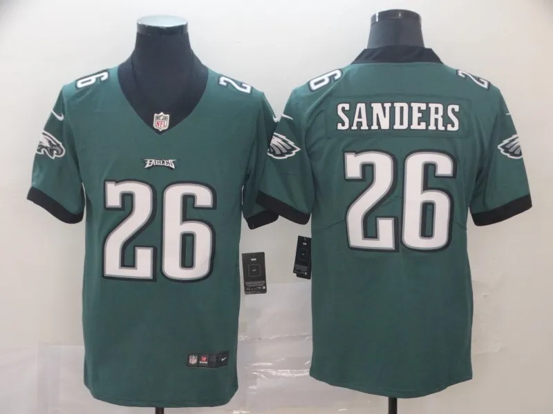 AS PICTURE Сшитая Мужская Джерси Philadelphia#26 Eagles Miles Sanders - Цвет: AS PICTURE
