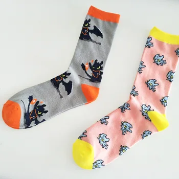 

socks How to Train Your Dragon men sock Light Fury man cartoon High quality black night fury happy cotton Spring Summer Pink