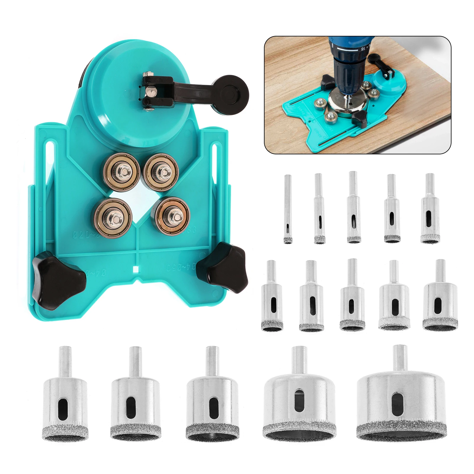 

15 Sizes Diamond Hole Saw Diamond Drill Bits Set Separate Tile Stopper Drill Bit Hole Opener Hole Saw Tile Ceramic Marble Glass