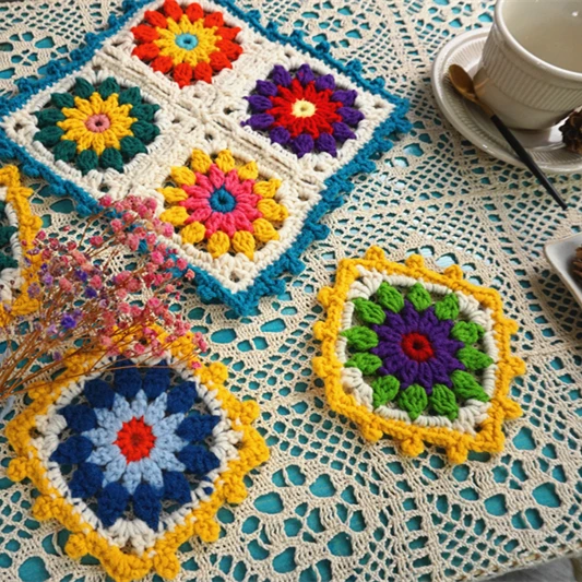 Kézzel Készített Horgolt Doilies Cup Mat Table Square Coaster Kávéfogyasztók Tartozékok Ruhák Javítás 8Db/Készlet - Image 3