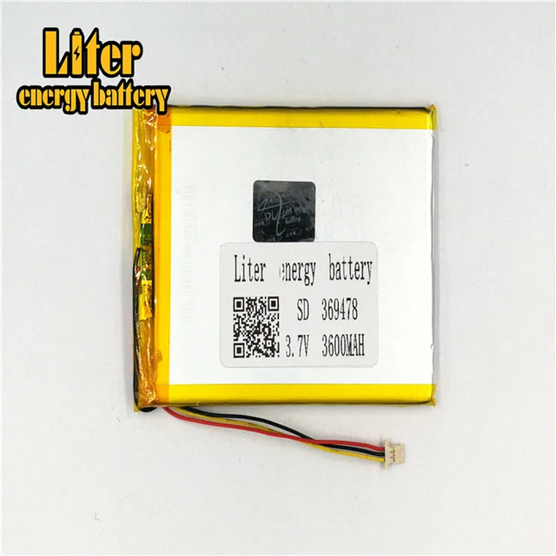1 0 мм 3pin разъем 369478 перезаряжаемый планшетный ПК 7 дюймов LiPo 3 v 3600mAh литий-ионный