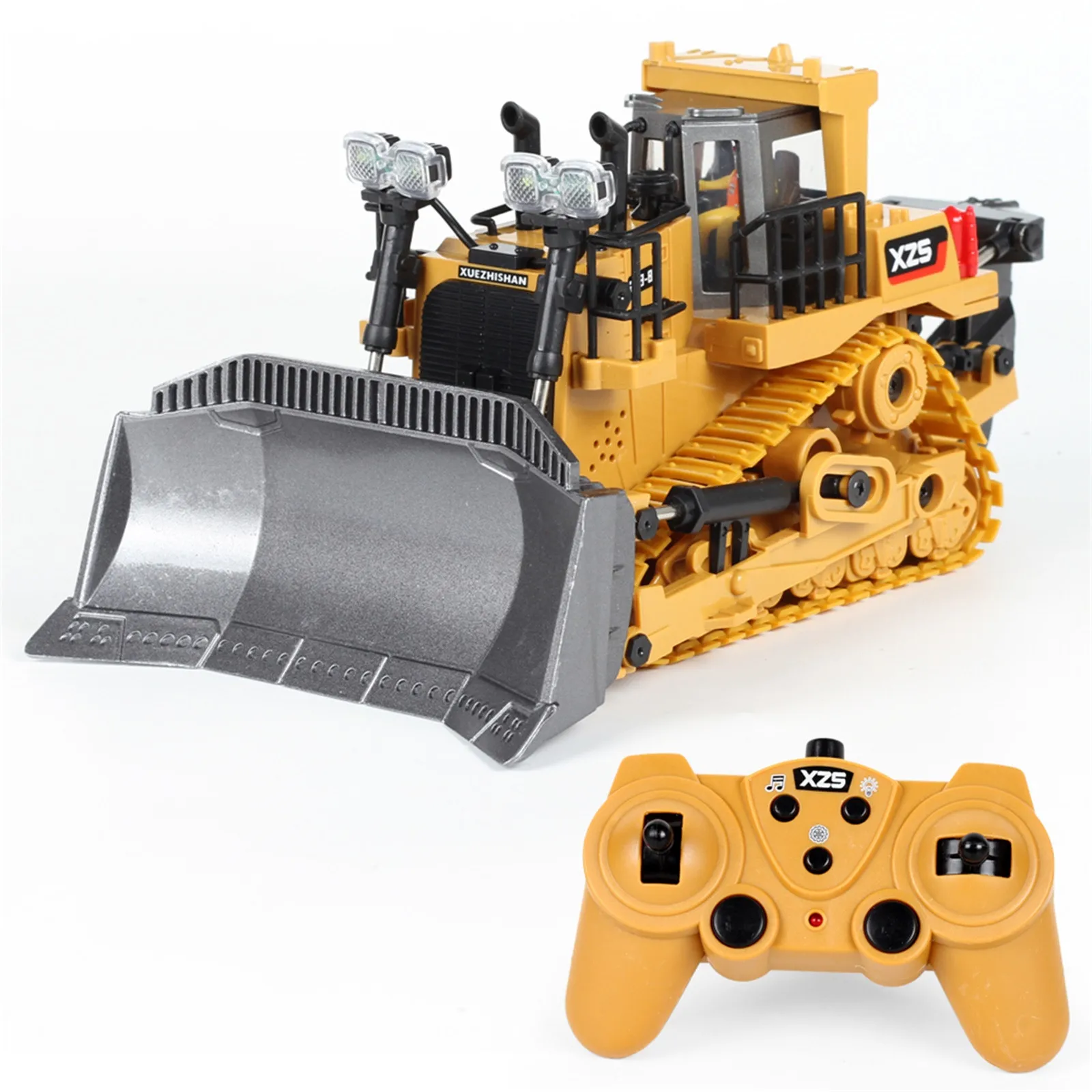 Luerme Fernbedienung Traktor Spielzeug Gro/ße Simulierte Fernbedienung Bulldozer mit Licht Sound Spielzeugauto Modell Engineering Car Toy Ausgestattet mit USB-Ladekabel und Standard-Ladeger/ät