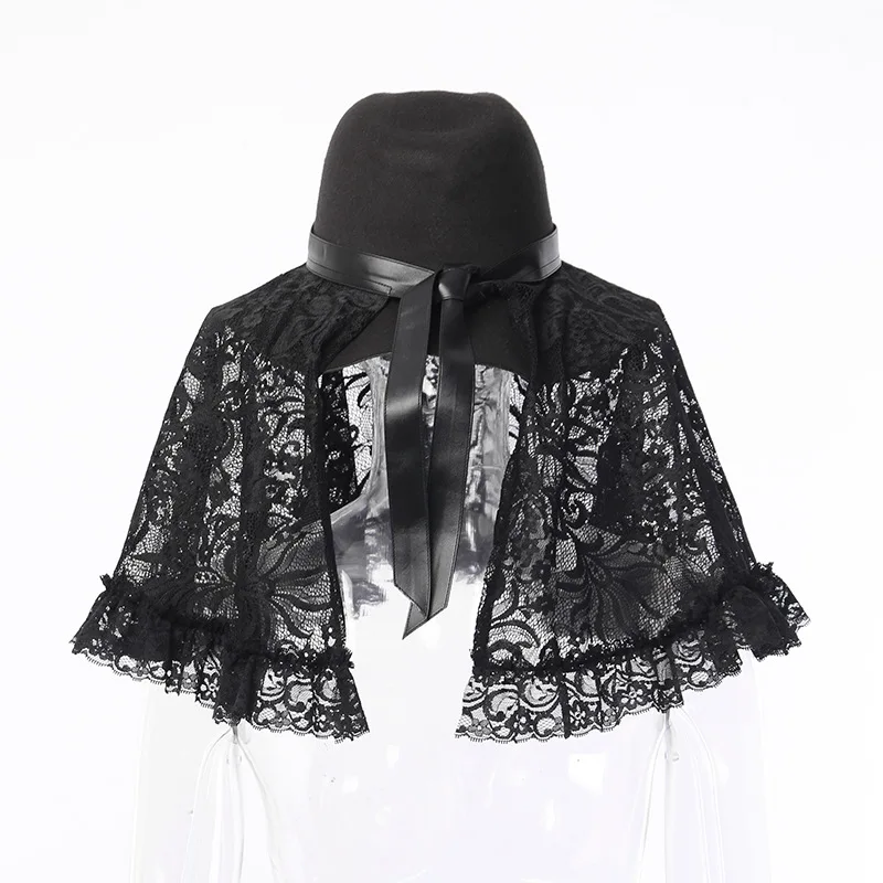 Темный металлический Королевский солнцезащитный крем вечерние ужин большая волна кружева черная шапка в готическом стиле шапка для косплея костюмы ведьмы
