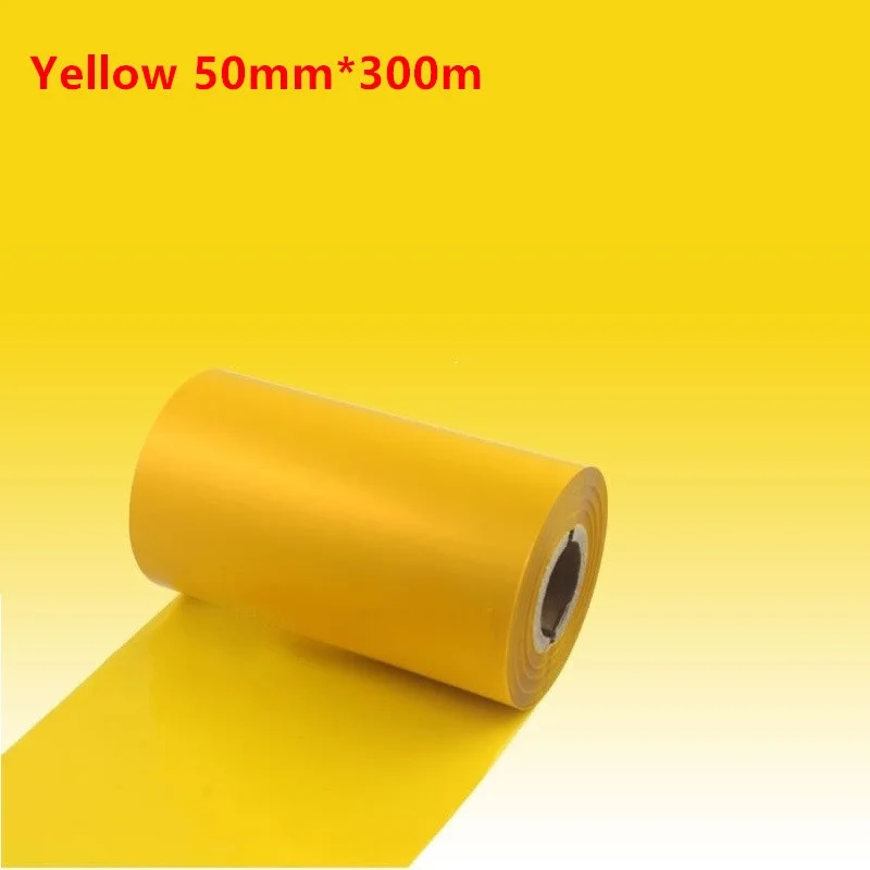 50: 60, 70, 80, 90, 100 100 мм* 300 м желтый матовый, розово-красный DK зеленый цвет Воск лента Термальность передачи лента для печати этикеток - Цвет: Yellow 50mm
